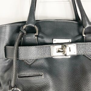 Luxury LAURENT EFFEL GREY LEATHER SATCHEL (FRANCE)